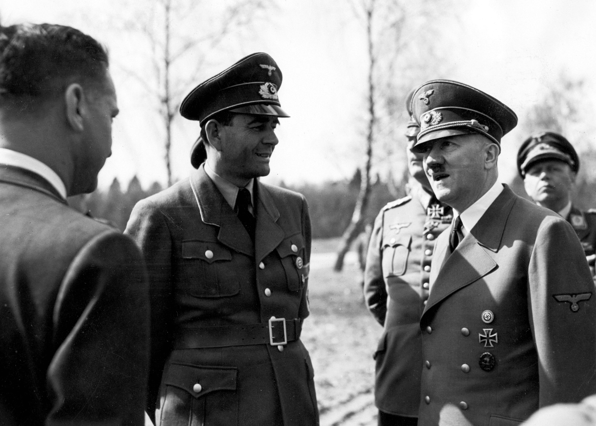 A worker congratulates Adolf Hitler on his birthday
